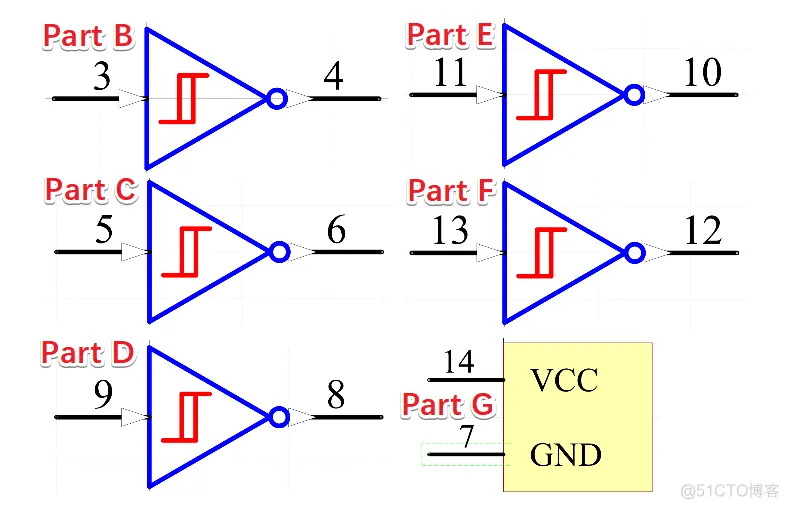 四分五裂的原理图符号-设计74HC14的库文件-PCB系列教程2-4_PCB_06